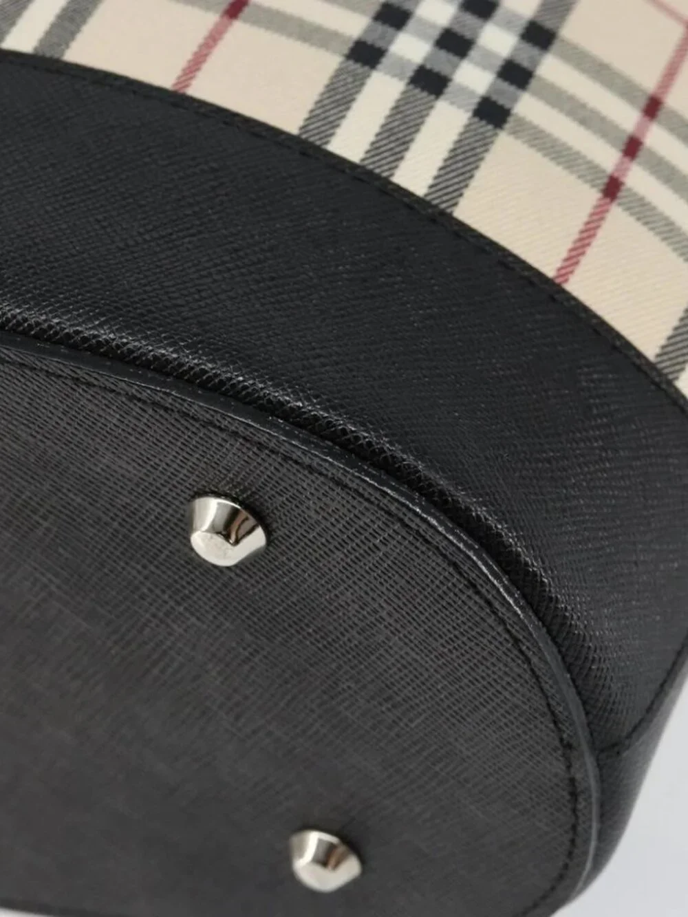 BURBERRY Nova Check Hand Bag Canvas Beige Silver Auth 154458 - Picture 10 of 16